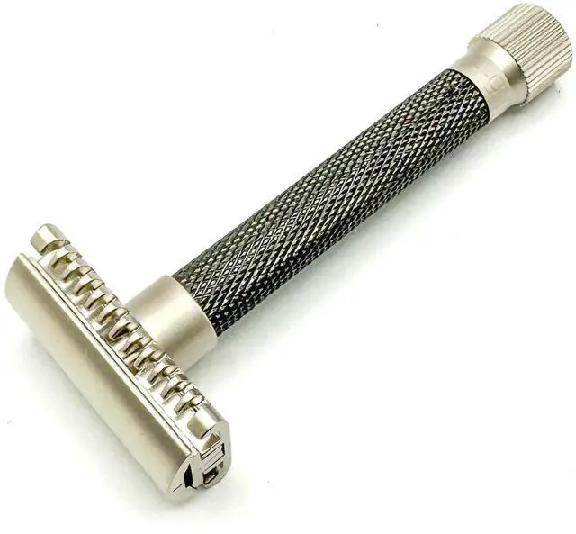 Alt view image 2 of 5 - Parker THE VARIANT OPEN COMB - ADJUSTABLE Double Edge Safety Razor, Customize your Shave with a Turn of the Dial from Mild to Aggressive - 5 Blades Included (Graphite Gray)