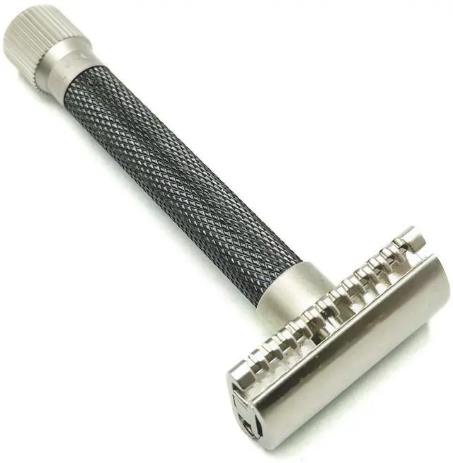 Alt view image 3 of 5 - Parker THE VARIANT OPEN COMB - ADJUSTABLE Double Edge Safety Razor, Customize your Shave with a Turn of the Dial from Mild to Aggressive - 5 Blades Included (Graphite Gray)