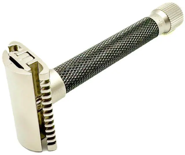 Alt view image 5 of 5 - Parker THE VARIANT OPEN COMB - ADJUSTABLE Double Edge Safety Razor, Customize your Shave with a Turn of the Dial from Mild to Aggressive - 5 Blades Included (Graphite Gray)