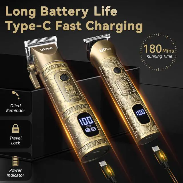 Alt view image 3 of 7 - Ufree Hair Clippers for Men Professional with Beard Trimmer, Barber Clippers and Trimmers Set, Electric Razor Shavers for Men, Cordless Mens Grooming Kit for Nose, Face, Hair, Gifts