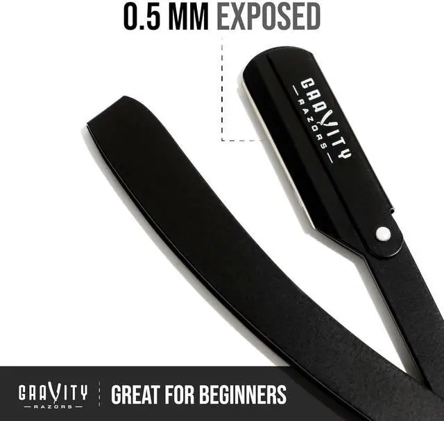 Alt view image 3 of 7 - Professional Straight Razor - Minimal Exposure Straight Razor Kit with 10 Gravity Premium Blades, .5mm Exposed (Nightcrawler)