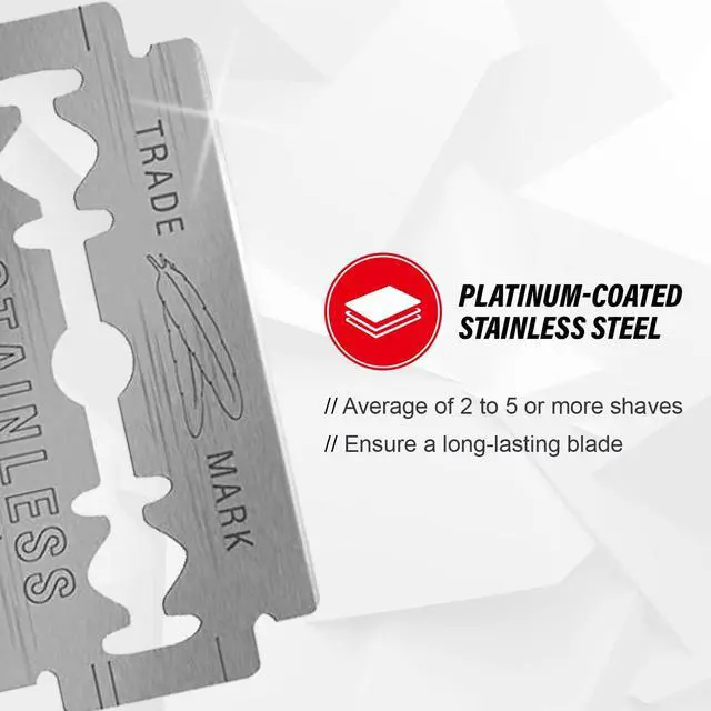 Alt view image 4 of 6 - Feather Double Edge Safety Razor Blades - (50 Count) - Platinum Coated Hi-Stainless Steel Razor Blades - Fits Most Safety Razors - Super Sharp for Close Shaves - Made in Japan
