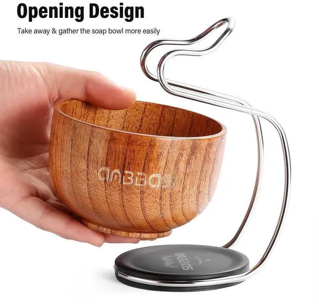 Alt view image 4 of 7 - Anbbas Badger Hair Shaving Brush with Wood Handle,Large Soap Bowl,Stainless Steel Shaving Stand and 3.5 oz Natural Shaving Soap Puck Refill for Men