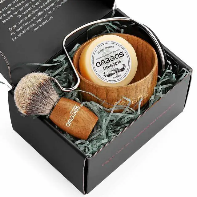 Alt view image 7 of 7 - Anbbas Badger Hair Shaving Brush with Wood Handle,Large Soap Bowl,Stainless Steel Shaving Stand and 3.5 oz Natural Shaving Soap Puck Refill for Men