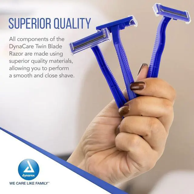 Alt view image 4 of 7 - Dynarex DynaCare Twin Blade Razors, Disposable Unisex Razor with Two Blades Provides Smooth, Close Shave, for Prior to Procedures or Tattoos, Blue, 6 Boxes - 50 Razors per Box