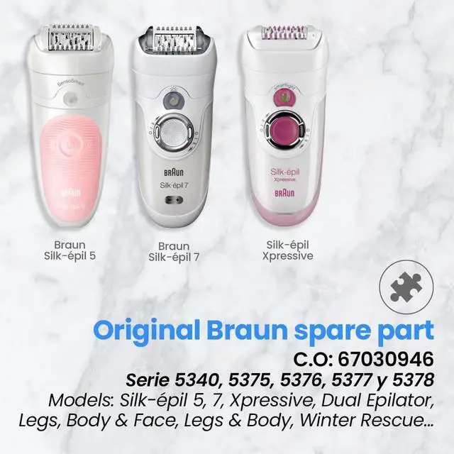 Alt view image 5 of 6 - Braun Replacement Hair Removal Head 67030946 Compatible with Braun Silkepil 7 Xpressive Pro and Braun Silk Epil 5, White