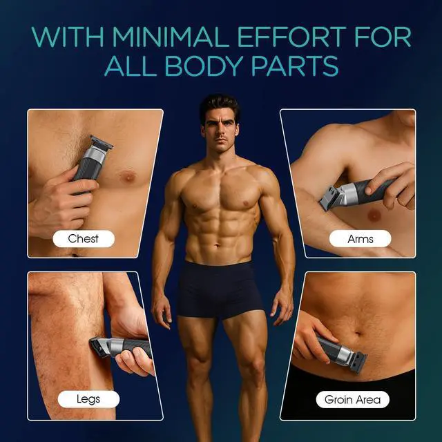 Alt view image 5 of 7 - VOYOR Body Hair Trimmer for Men,Electric Razor,Versatile Groin & Body Trimmer,Waterproof and Cordless Shaver, Manscaper for Men, USB-C Charging Groomer,Ceramic Blade Razor Male Grooming HT310 (Black)