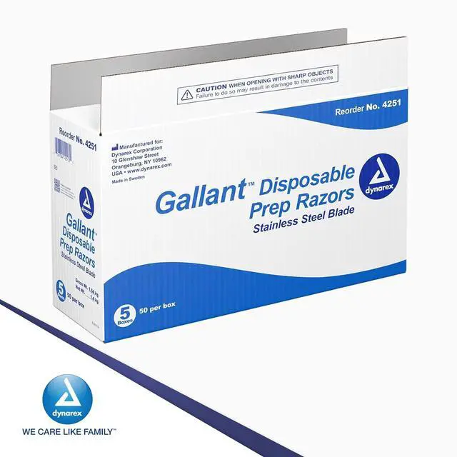 Alt view image 7 of 7 - Dynarex 4251 Gallant Disposable Prep Razor, Pack of 250