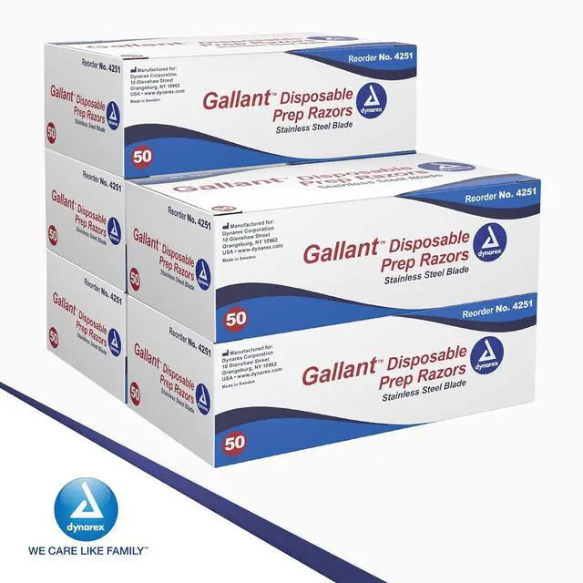 Alt view image 6 of 7 - Dynarex 4251 Gallant Disposable Prep Razor, Pack of 250