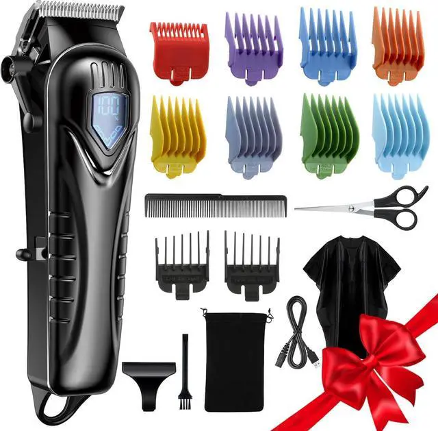 Main image of Professional Hair Clippers for Men&Women, Low Noise Hair Cutting Kit with 10 Color Combs, LED Display, Gifts for Men, 5H Cordless Clippers and Trimmers Set with Scissors,Cape