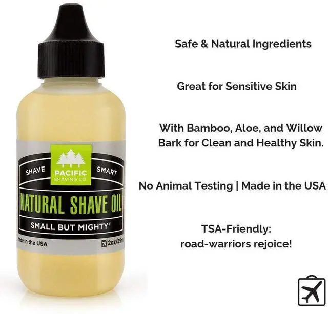 Alt view image 2 of 6 - Pacific Shaving Company Natural Shaving Oil - Shaving Oil for Men & Women - Avocado Oil, Sunflower Seed Oil & Vitamin E Oil for Face, Legs, Arms & Full Body - Unisex Beard & Shave Care (2 Fl Oz)