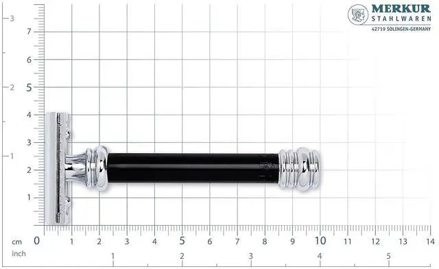 Alt view image 5 of 7 - MERKUR 38B Double Edge Safety Razor - Black Handle | Extra Large Barber Pole Grip Brass Handle | Made in Germany | Plastic-Free | Two Piece Design | Closed Comb | Straight Bar