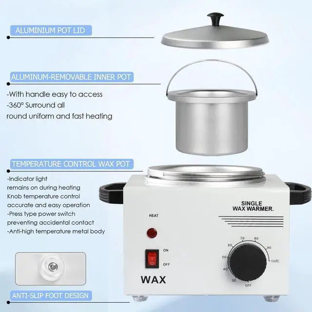 Alt view image 7 of 7 - Wax Warmer Kit For Hair Removal, Professional Waxing Kit with 50pcs Waxing Sticks Single Wax Warmer Electric Heater For Women & Men, Facial Skin Body SPA Salon Equipment