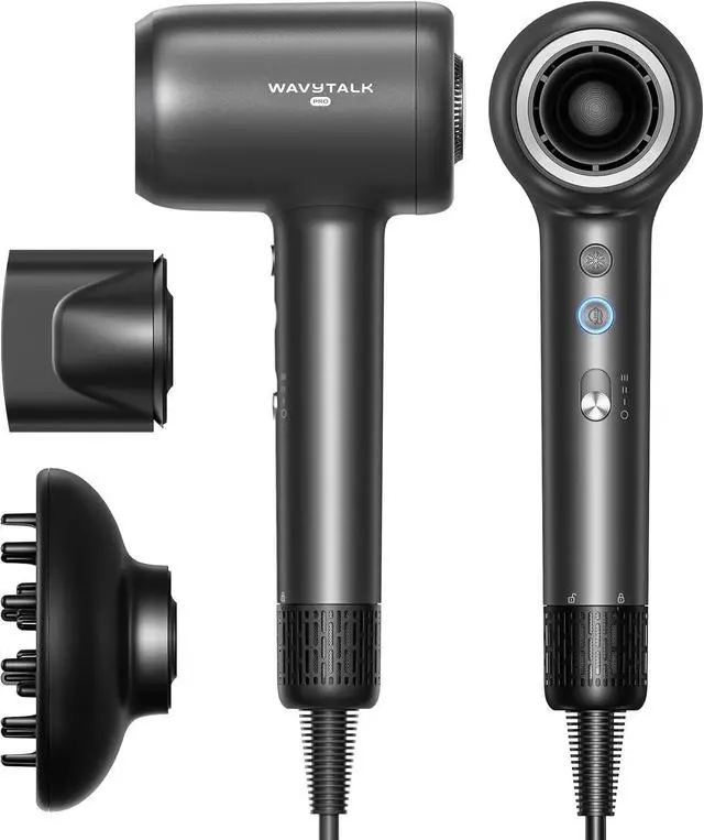 Main image of Hair Dryer, Wavytalk Turblow Pro Fast Drying Blow Dryer with Diffuser, High Speed Hair Dryer with 110,000 RPM, Pro Negative Ions for Reduces Damage, Frizz Smoothing, 3 Speeds & 3 Temps, Matte Grey