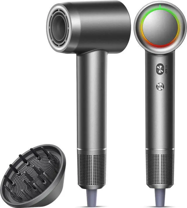 Main image of Hair Dryer, 160000 RPM Professional High-Speed Blow Dryer 500 Millions Negative Ionic Care Hair Dryer for Fast Drying, Low Noise Thermo-Control Hairdryer, Travel with Diffuser, Gray