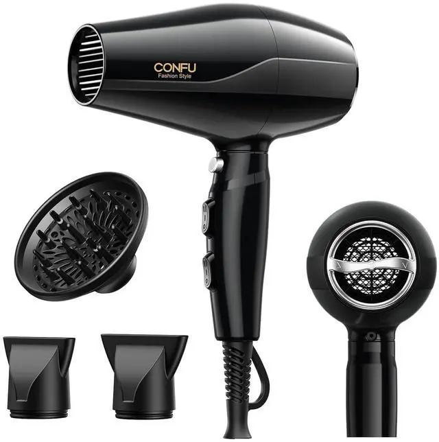 Main image of Confu Professional Blow Dryer with Diffuser, 1875w Ionic Hair Dryer with Diffuser for Curly Hair, Straight Hair, AC Motor Pro Ceramic Hair Dryers for Women and Men, Quiet and Powerful