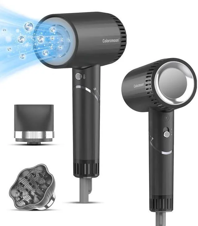 Main image of Hair Dryer, 100,000 RPM High-Speed Blow Dryers for Women & Men, Fast-Drying, 500 Million Negative Ions, Heat-Control, Low-Noise with Diffuser & Nozzle, Compact Foldable for Home Travel Use