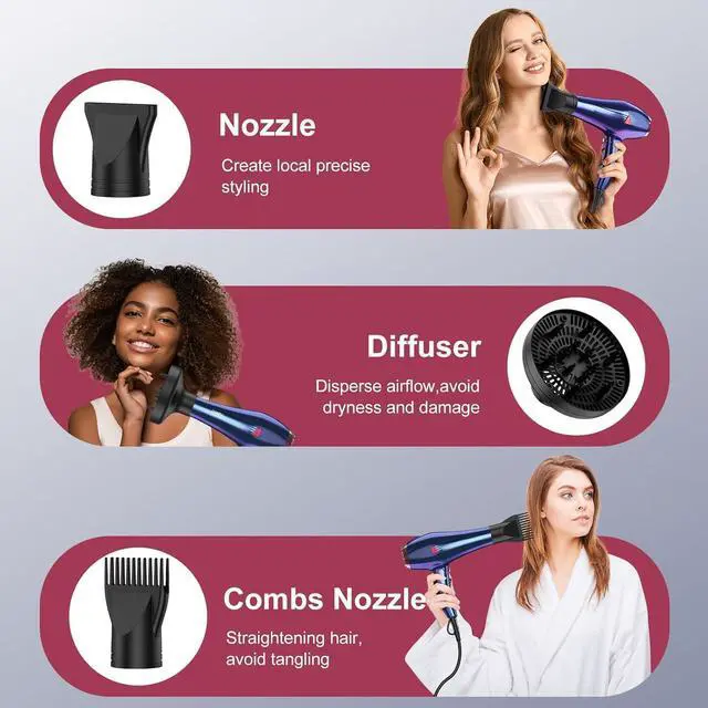 Alt view image 5 of 7 - CONFU Hair Dryer, Professional Ionic Salon Blow Dryer with Diffuser for Women and Men, 5X Fast Drying, Powerful and Quiet Hair Blow Dryer for Fast & Easy Styling (1875 Watts)