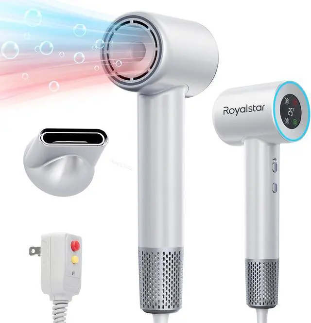 Main image of Hair Dryer, 180000 RPM Professional High Speed Blow Dryer Negative Ionic Care Hair Dryer for Fast Drying, Low Noise, HD Display Hairdryer for Curly Straightener, Thermo-Control Hairdryer with Nozzle