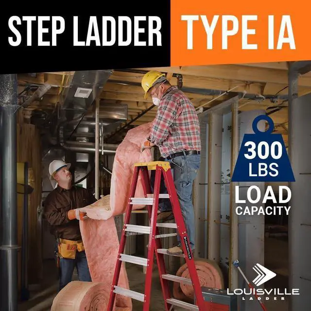 Alt view image 2 of 7 - Louisville Ladder 4-Foot Fiberglass Step Ladder, 300-Pound Load Capacity, Type IA, L-3016-04