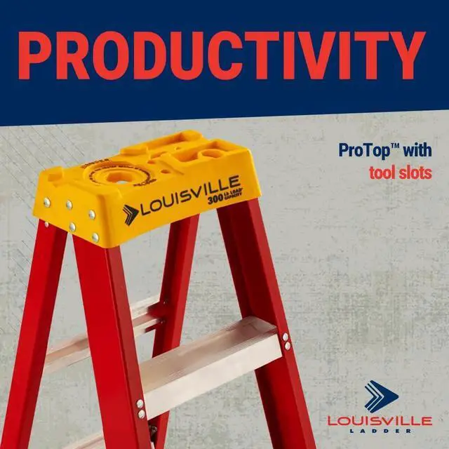 Alt view image 4 of 7 - Louisville Ladder 4-Foot Fiberglass Step Ladder, 300-Pound Load Capacity, Type IA, L-3016-04