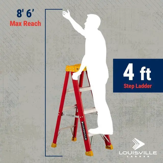Alt view image 7 of 7 - Louisville Ladder 4-Foot Fiberglass Step Ladder, 300-Pound Load Capacity, Type IA, L-3016-04