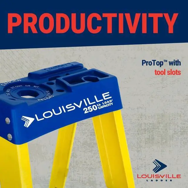 Alt view image 4 of 7 - Louisville Ladder 8-Foot Fiberglass Step Ladder, 250-Pound Load Capacity, Type I, FS2008