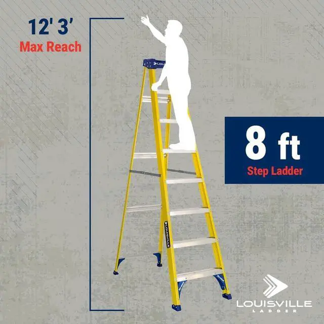 Alt view image 5 of 7 - Louisville Ladder 8-Foot Fiberglass Step Ladder, 250-Pound Load Capacity, Type I, FS2008