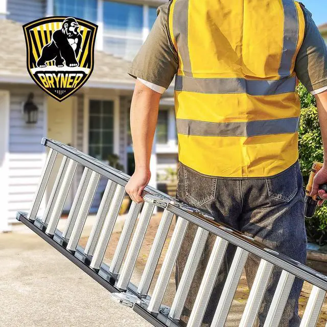 Alt view image 6 of 6 - Bryner Step Folding Ladder 19.6ft Multi-Purpose Aluminium Extension Ladders, 7 in 1 Folding Adjustable Telescoping Step Ladder 330lbs