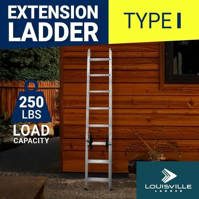 Alt view image 2 of 5 - Louisville Ladder 16-foot Aluminium Extension Ladder, 250-Pound Load Capacity, Type I, AE3216