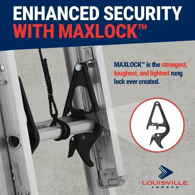 Alt view image 3 of 5 - Louisville Ladder 16-foot Aluminium Extension Ladder, 250-Pound Load Capacity, Type I, AE3216