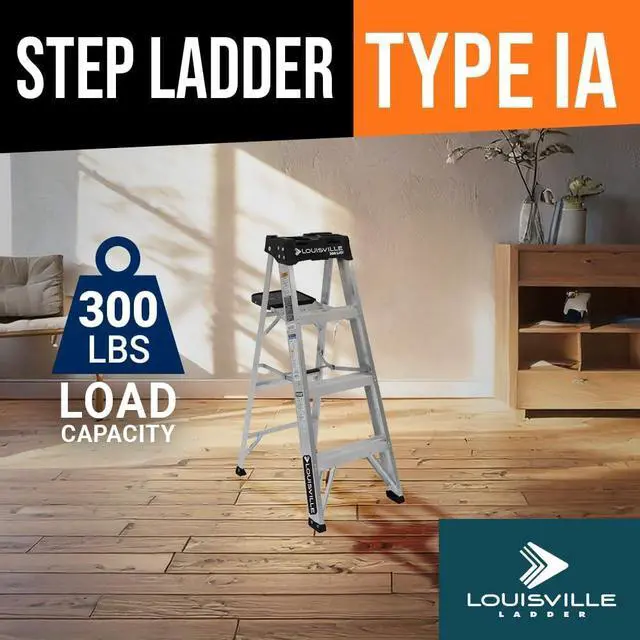 Alt view image 2 of 7 - Louisville Ladder 8-Foot Aluminum Step Ladder, 300-Pound Load Capacity, Type IA, AS3008