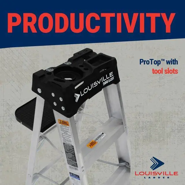 Alt view image 3 of 7 - Louisville Ladder 8-Foot Aluminum Step Ladder, 300-Pound Load Capacity, Type IA, AS3008