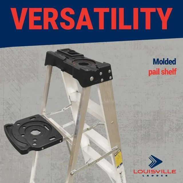 Alt view image 4 of 7 - Louisville Ladder 8-Foot Aluminum Step Ladder, 300-Pound Load Capacity, Type IA, AS3008