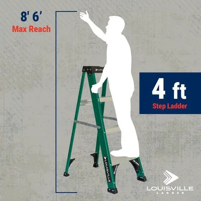 Alt view image 6 of 7 - Louisville Ladder 4-Foot Fiberglass Step Ladder, 225-Pound Load Capacity, Type II, FS4004