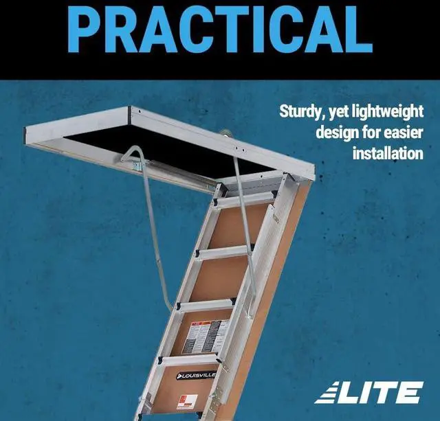 Alt view image 7 of 7 - LITE 10-Foot Aluminium Attic Ladder 54" W x 22.5" H (Rough Opening), 375-Pound Load Capacity, Type IAA, AP2240MS