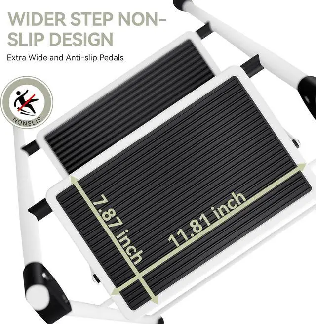 Alt view image 2 of 7 - KINGRACK Step Ladder 4 Step Folding Step Stool for Adults with Handrails Heavy Duty Steel Sturdy Lightweight Collapsible Portable Step Ladder with Anti-Slip Wide Pedal,White