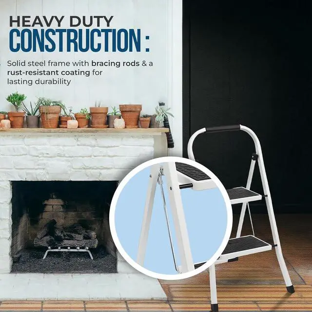 Alt view image 2 of 5 - Simpli-Magic Step Ladder, 2 Step Stool Ergonomic Foldable with Wide Anti-Slip Pedal, Multi-Use for Household, Kitchen and Office (300 LBS Capacity)