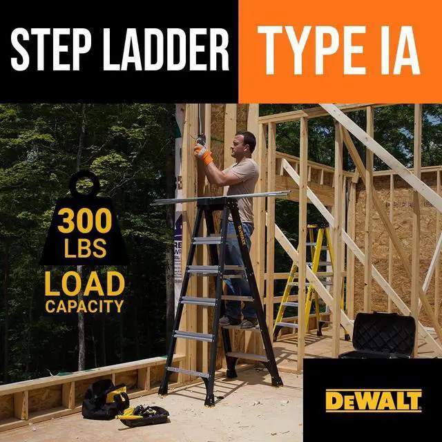 Alt view image 2 of 7 - DeWalt 4-Foot Fiberglass Step Ladder, 300-Pound Load Capacity, Type IA, DXL3010-04