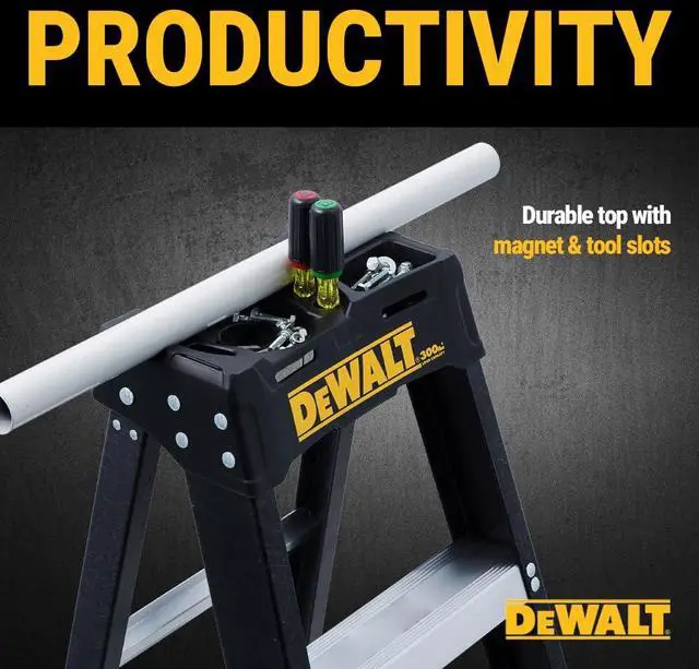 Alt view image 4 of 7 - DeWalt 4-Foot Fiberglass Step Ladder, 300-Pound Load Capacity, Type IA, DXL3010-04