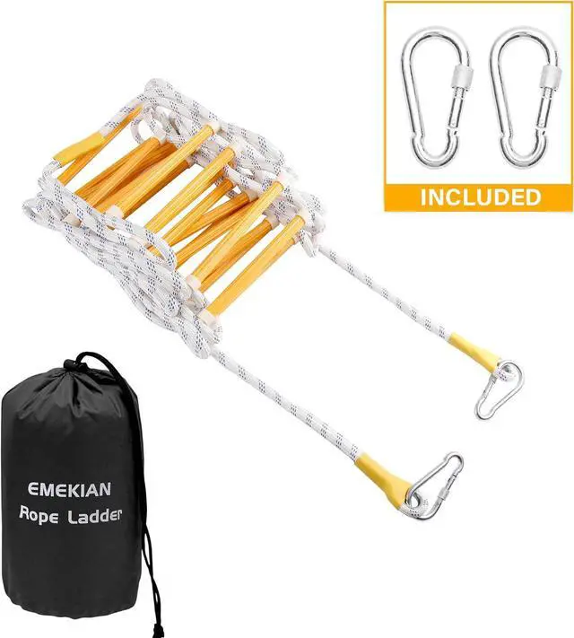 Alt view image 7 of 7 - Emergency Fire Escape Ladder Flame Resistant Safety Extension Rope with 2 Hooks, 2 to 5 Story Homes Reusable Compact Portable External Ladder (5 M / 16 FT)