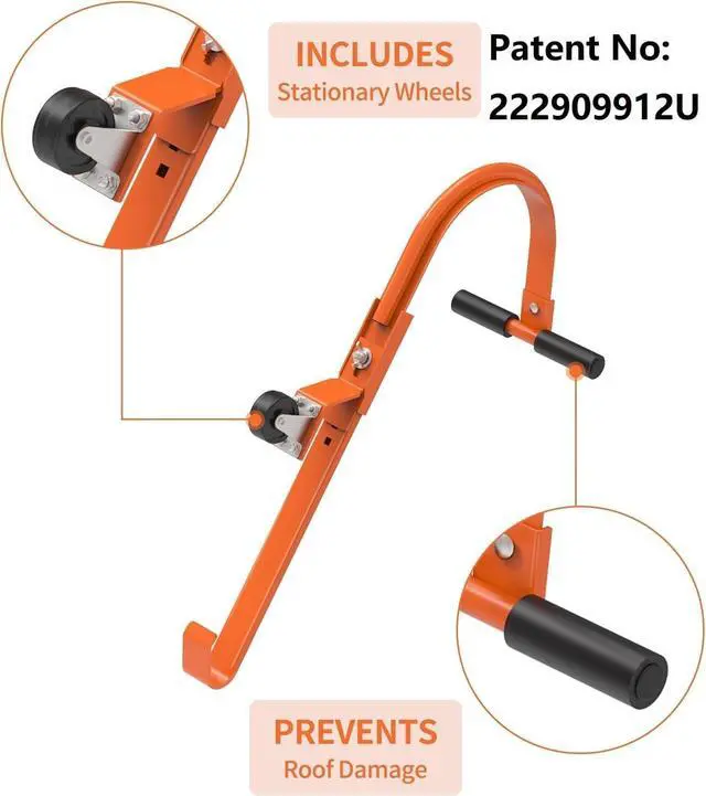 Alt view image 3 of 7 - 2 Pack Heavy Duty Ladder Roof Hook with Wheel Rubber Grip T-Bar for Damage Prevention,500 lbs Weight Ratin,Fast & Easy to Access Steep Roof