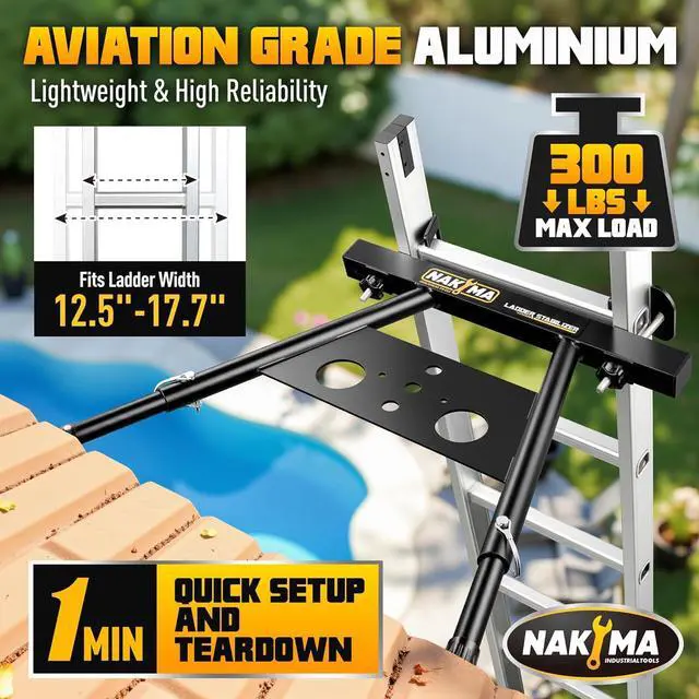 Alt view image 2 of 6 - Ladder Stabilizer, Ladder Stabilizer for Roof, Wall Ladder Standoff Aviation Grade Aluminium, Adjustable Leg 22-29.5" Ladder Stabilizer withstands 300 LBS Weight Rating
