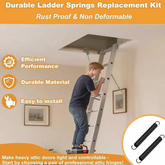 Alt view image 7 of 7 - 55-1 Attic Ladder Spreader Hinge Arms with Springs,Compatible with Werner (Mk1 Thru Mk3),A2208 A2210 A2508 A2510 W2208 W2210 W2508 W2510 WH2208 WH2210 WH2508 WH2510 WH3008 WH3010, MFG 2006 and Older