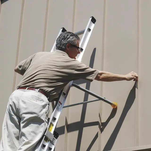 Alt view image 2 of 6 - Tie Down Roof Zone Height Adjustable Roofing Standoff Safety Ladder Stabilizer w/Surface Protection | Quick Connect Assembly | Great for Residential/Commercial/Industrial