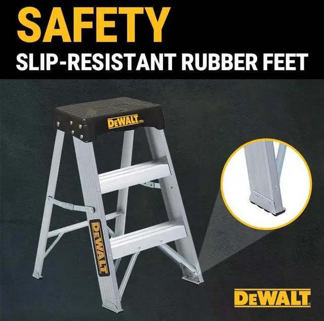Alt view image 4 of 6 - DeWalt 2-Foot Aluminum Step Stool Industrial, 300-Pound Load Capacity, Type IA, DXL2010-02