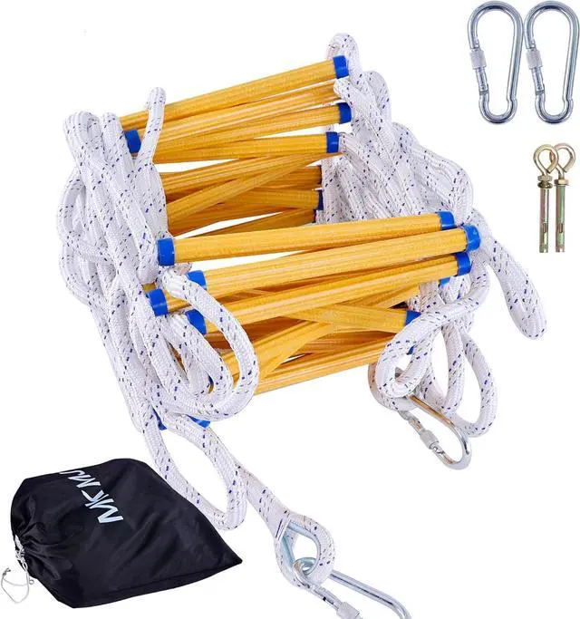 Main image of Rope Ladder,26.2FT Fire Escape,Flame Retardant, Fast to Deploy Sturdy and Strong Portable and Reusable 2 Story with Hooks, Weight Capacity up to 2000 Pounds
