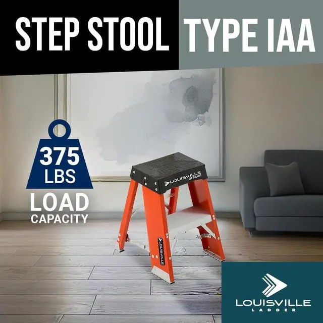 Alt view image 2 of 5 - Louisville Ladder 2-Foot Fiberglass Step Stool Industrial, 375-Pound Load Capacity, Type IAA, FY8002