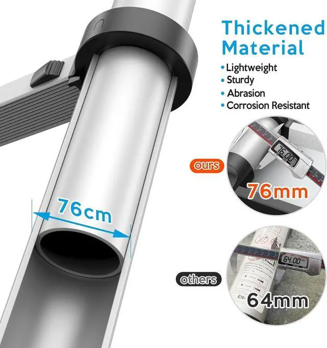 Alt view image 5 of 6 - 15.5FT Telescoping Ladder, Collapsible Ladder with Bottom Stabilizers, Slow Descent, One-Click Retraction to Protect FingerSuitable for RV or Outdoor Work
