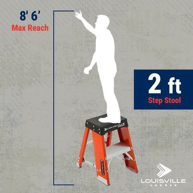 Alt view image 5 of 5 - Louisville Ladder 2-Foot Fiberglass Step Stool Industrial, 375-Pound Load Capacity, Type IAA, FY8002